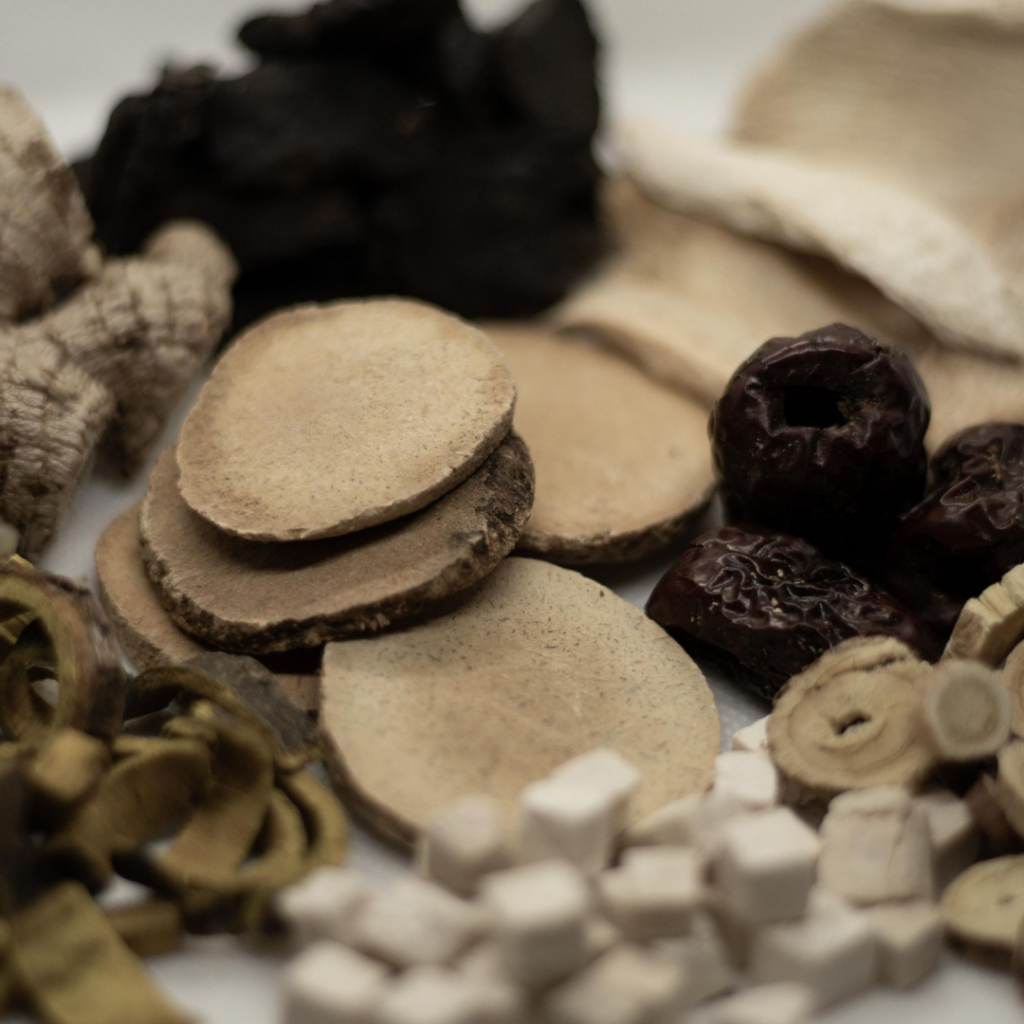 Close up of Chinese herbal medicine ingredients